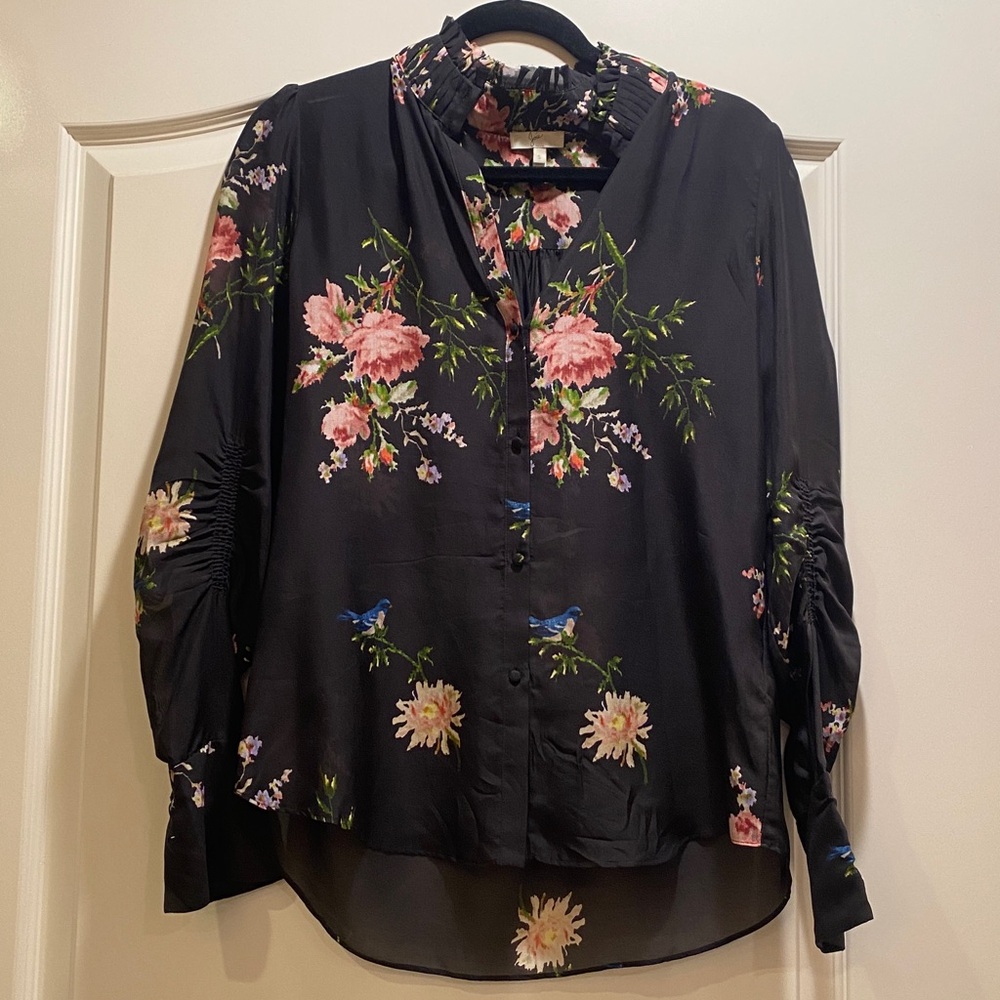 Joie black painted 10% silk top
